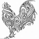 Rooster Pages Coloring Adults Zentangle Printable Getcolorings Getdrawings Color sketch template