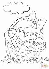 Easter Coloring Basket Eggs Pages Egg Printable Bunny Drawing sketch template