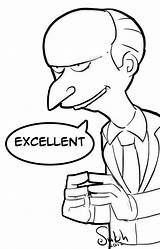 Burns Mr Line Colouring Simpsons sketch template
