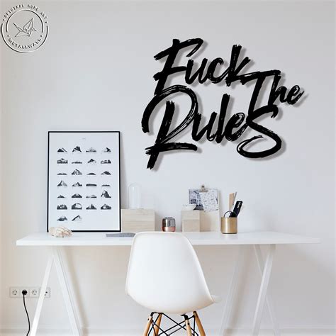 fuck the rules metal wall art metal letters metal wall decor etsy