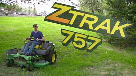 john deere  ztrak mowing grass   iron deck hp  twin  turn youtube