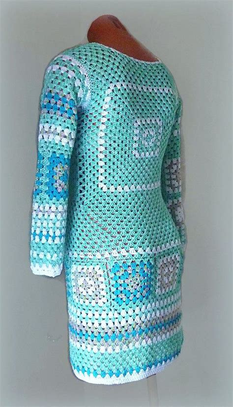 strak cocktailjurk gehaakte oma vierkant jurk etsy granny square crochet crochet afghan