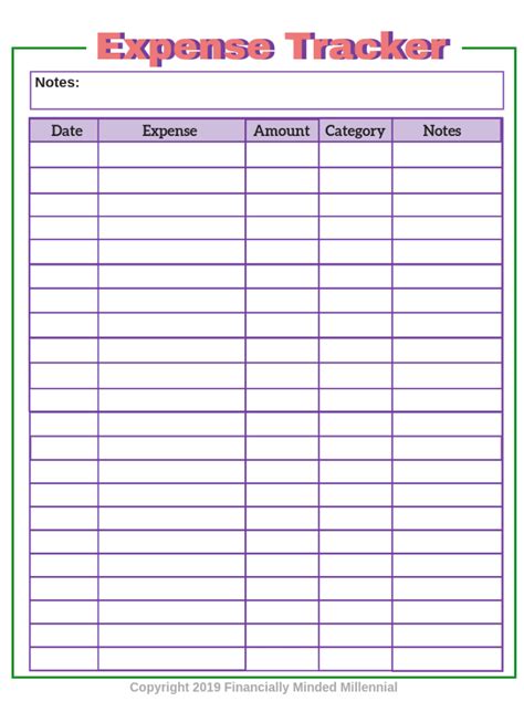 monthly expense tracker printable printable templates