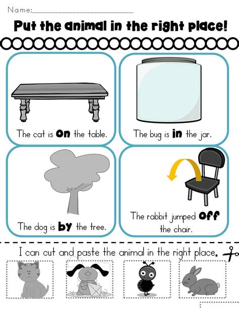 prepositions kindergarten common core aligned  pages preposition