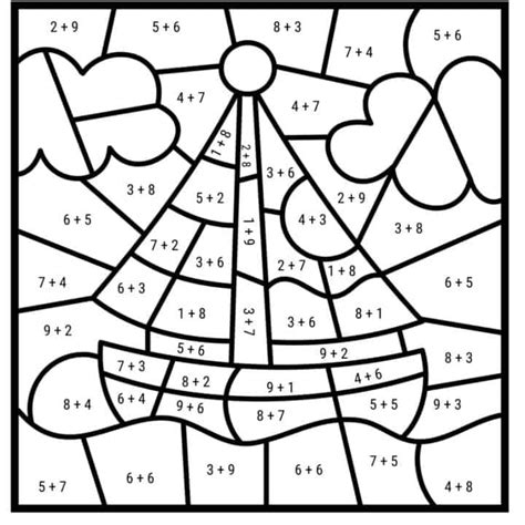color  number addition coloring pages coloring home