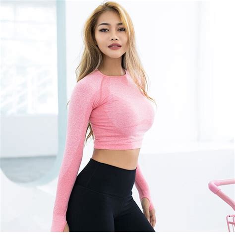 Vital Long Sleeve Crop Top Tight Long Sleeve Workout Gym Sports Fitness