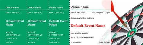 ticket design darts event  template performance ticket printers