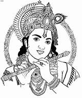 Krishna Coloring Pages Clipart Drawing Janmashtami Flute Radha Outline Lord Line Shree Bollywood Festival God Cliparts Hindu Clip Gods Pencil sketch template