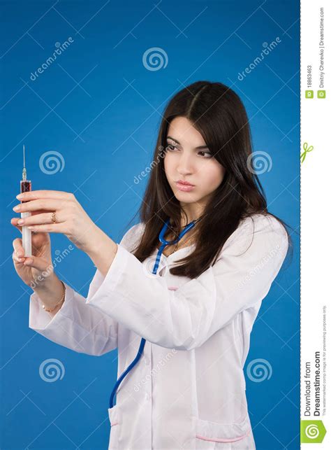 Nurse With A Disposable Syringe Stock Image Image Of