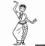 Coloring Diwali Dancer Pages Thecolor sketch template