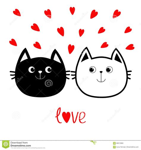 Cartoon Flat Icon Of Cat Face Cat In Love Royalty Free