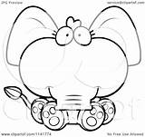 Elephant Cute Baby Cartoon Drawing Clipart Sitting Coloring Animal Eyes Outlined Vector Cory Thoman Unicorn Boyfriend Easy Getdrawings Drawings Big sketch template