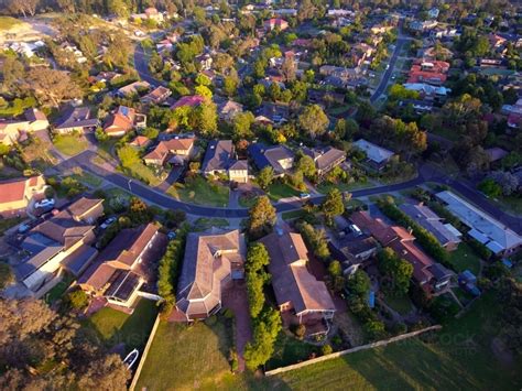 image  aerial shot  suburb austockphoto