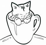 Coloring Kitten Pages Cat Cup Cute Kittens Printable Tea Kitty Realistic Drawing Kids Sheets Print Color Cats Colouring Lovely Christmas sketch template