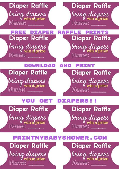 diaper raffle printable  print  baby shower