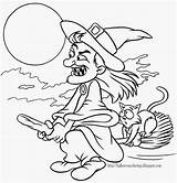 Coloring Halloween Pages Witches Colorings sketch template