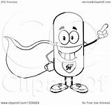 Happy Clipart Mascot Pill Hero Super Cartoon Royalty Toon Hit Vector 2021 sketch template