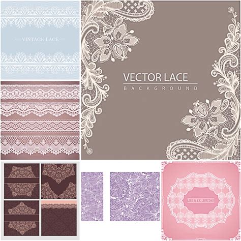 lace borders  background set vector