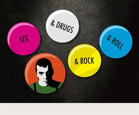 Ian Dury Sex And Drugs Badges Set Philosophy Football