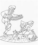 Coloring Pages Family Disney Pinocchio Getcolorings Dance Color sketch template