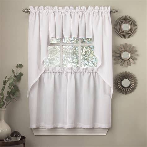 white solid opaque ribcord kitchen curtains choice  tiers valance  swag walmartcom