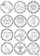 Zodiac Coloring Signs Pages Tribal Astrology Chinese Curvy Printable Adults Color Sign Virgo Horoscope Drawings Star Colorings Symbols Drawing Aquarius sketch template