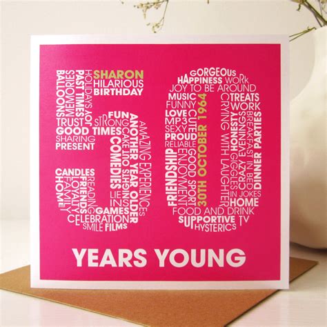 50th Birthday Card Fiftieth Personalized 50th By Mrslcards