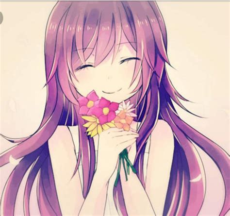 anime girl blushing  smiling
