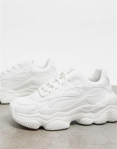 bershka chunky sneakers  platform sole  white asos
