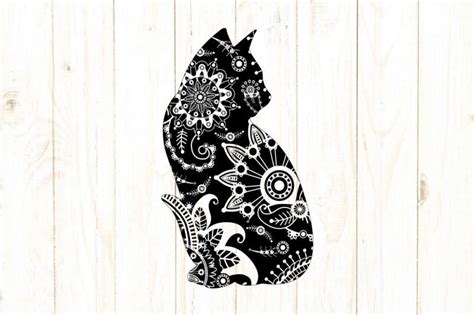 mandala cat svg dxf png eps ai crafter file cat clipart cat