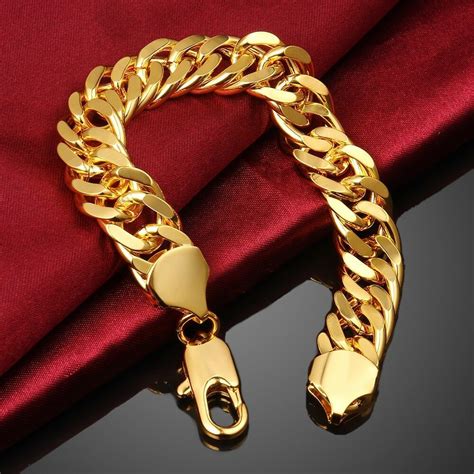 gold plated mens cuban link bracelet high quality bracelets