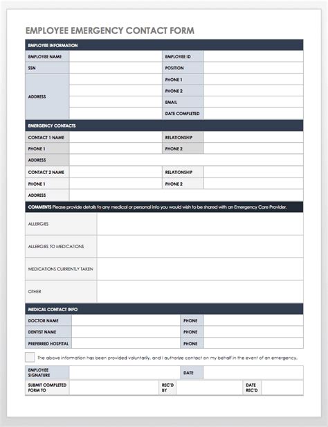 contact information form template printable printable templates