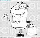 Businessman Briefcase Waving Outline Friendly Coloring Illustration Rf Royalty Clipart Toon Hit sketch template