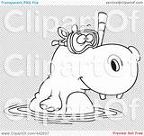 Clip Hippo Snorkeling Outline Illustration Cartoon Rf Royalty Toonaday sketch template