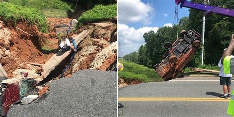 giant sinkhole in virginia swallows mangles parked car video shows