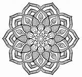 Mandala Coloring Flower Pages Adult Kids sketch template
