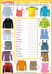 clothes esl vocabulary worksheets