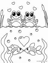 Coloring Pages Frog Valentines Valentine Cute Fish Kids Adult Couples Printable Color Print Printables Frogs Sheets Pants Colouring Smarty Fun sketch template