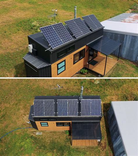solar panels   roof   tiny house     grid