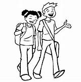 Friends Coloring Pages Friendship School Friend Kids Cartoon African American Drawing Online People Two Boy Guy Together Things sketch template