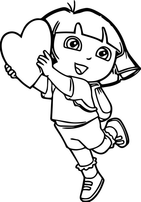 nice dora  explorer  heart coloring page heart coloring pages