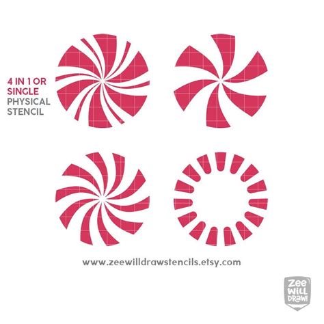 peppermint candy stencil etsy