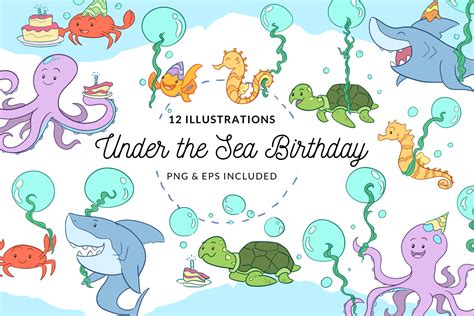 sea birthday illustrations