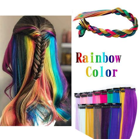 36 pcs colored clip in hair extensions colored hairpieces highlights