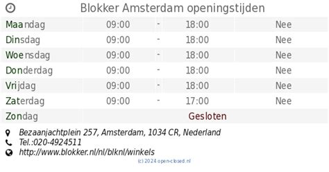 blokker amsterdam openingstijden bezaanjachtplein
