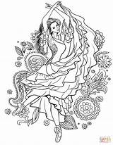 Coloring Woman Gypsy Pages Dancing Carmen Printable Sheets Colouring Drawing Books Adult Dance Supercoloring Kids Super American Fairy sketch template