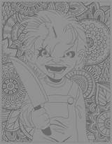 Coloring Chucky Horror Pages Halloween Connected Must sketch template