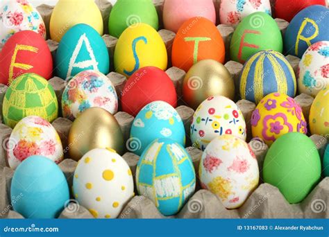 easter eggs collection stock image image  word yellow