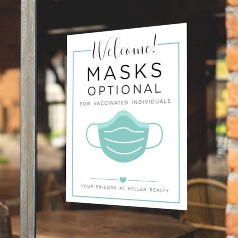 masks optional sign  business voluntary mask sign custom mask