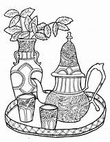 Coloring Pages Tea Set Morocco Printable Moroccan Colouring Iceland Adult Adults Drawing Color Getdrawings Cool Sweet Teacup Getcolorings sketch template